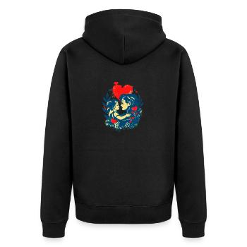 Mutter und Kind im Angesicht - Unisex Premium Bio Zip Hoodie - Schwarz - Hinten - Nico (187cm)