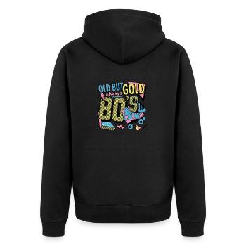 Old but always Gold the 80s - Unisex Premium Bio Zip Hoodie - Schwarz - Hinten - Nico (187cm)