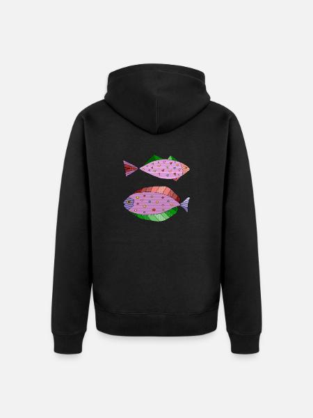Poissons - Veste à capuche bio Premium Unisexe - noir