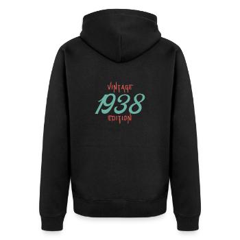 Jahrgang Ausgabe 1938 - Unisex Premium Bio Zip Hoodie - Schwarz - Hinten - Nico (187cm)