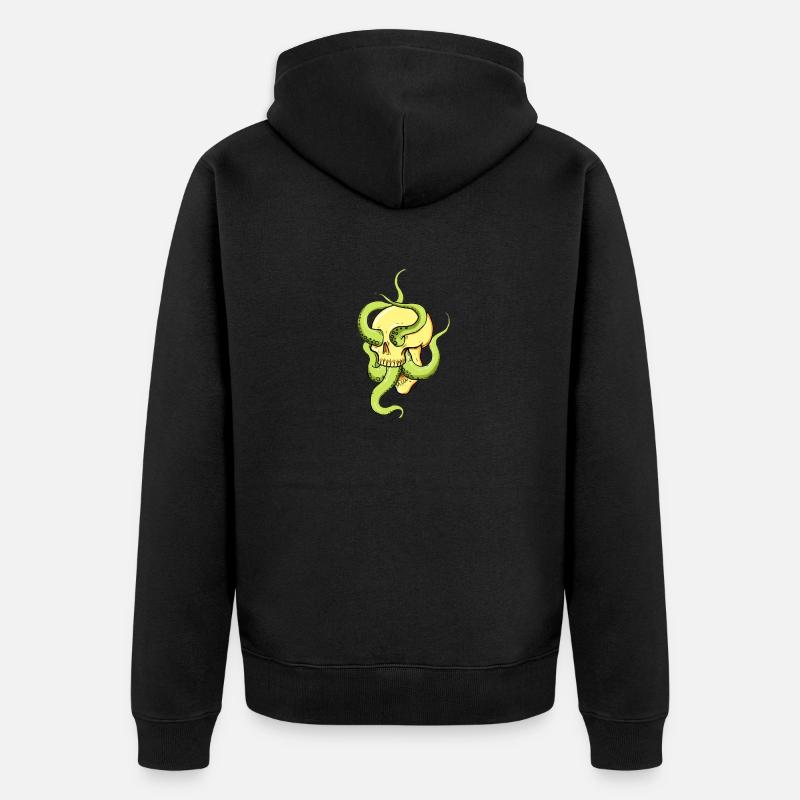 Schädel mit Tentakeln - Unisex Premium Bio Zip Hoodie - Schwarz
