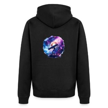Ein Teleskop erweitert unseren Horizont - Unisex Premium Bio Zip Hoodie - Schwarz - Hinten - Nico (187cm)