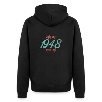 Jahrgang Ausgabe 1948 - Unisex Premium Bio Zip Hoodie - Schwarz - Hinten - Nico (187cm)