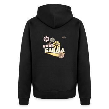 Good Karma - Unisex Premium Bio Zip Hoodie - Schwarz - Hinten - Nico (187cm)