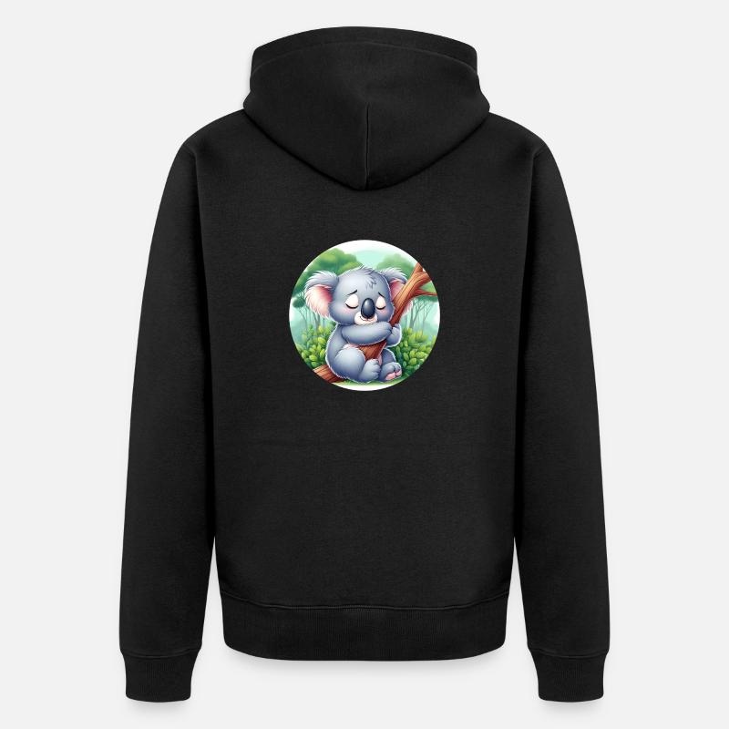 Koala heureux Koala Ours Koala - Veste à capuche bio Premium Unisexe - noir
