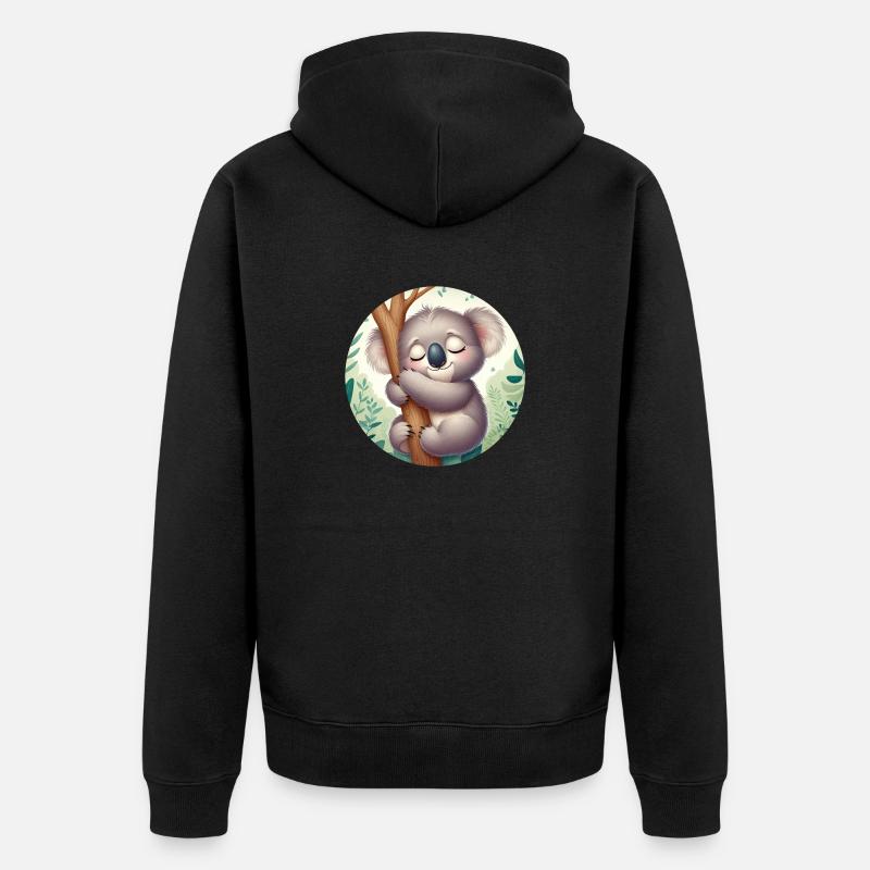Koala heureux Koala Ours Koala - Veste à capuche bio Premium Unisexe - noir