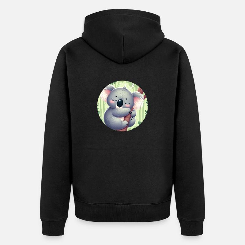 Koala heureux Koala Ours Koala - Veste à capuche bio Premium Unisexe - noir