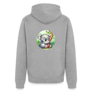 Koala heureux Koala Ours Koala - Veste à capuche bio Premium Unisexe - gris chiné - Dos - Nico (187cm)