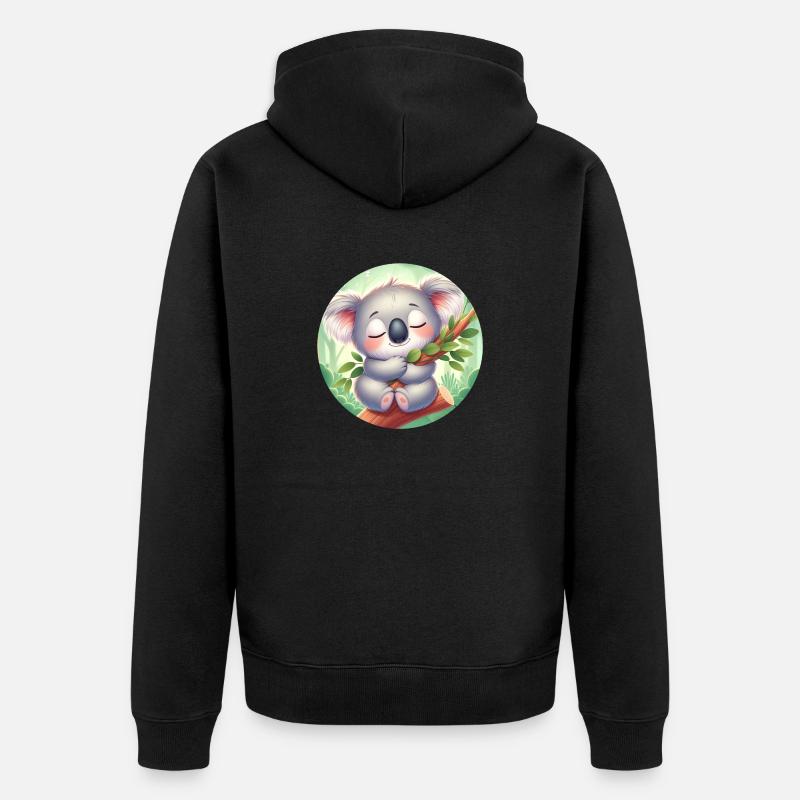 Koala heureux Koala Ours Koala - Veste à capuche bio Premium Unisexe - noir