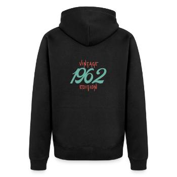Jahrgang Ausgabe 1962 - Unisex Premium Bio Zip Hoodie - Schwarz - Hinten - Nico (187cm)