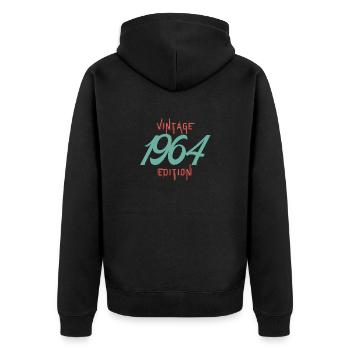 Jahrgang Ausgabe 1964 - Unisex Premium Bio Zip Hoodie - Schwarz - Hinten - Nico (187cm)