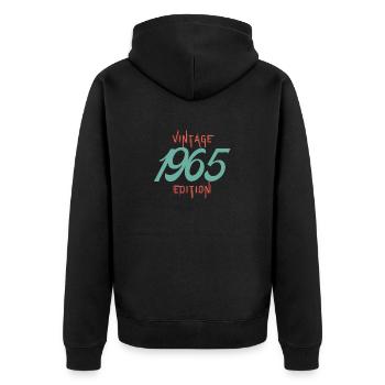 Jahrgang 1965 Ausgabe - Unisex Premium Bio Zip Hoodie - Schwarz - Hinten - Nico (187cm)