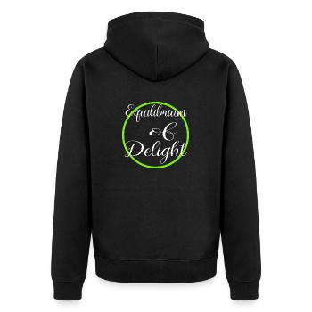 joyful living well-balanced lifestyle statement - Unisex Premium Organic Zip Hoodie - black - Back - Nico (187cm)