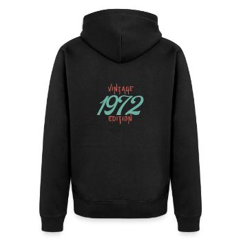 Jahrgang Ausgabe 1972 - Unisex Premium Bio Zip Hoodie - Schwarz - Hinten - Nico (187cm)