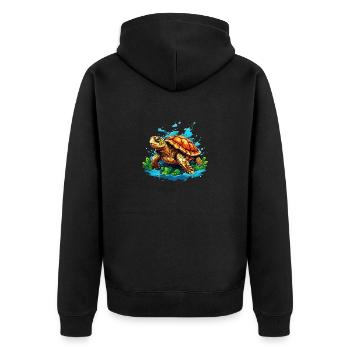 Cool Turtle - Unisex Premium Organic Zip Hoodie - black - Back - Nico (187cm)