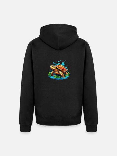 Cool Turtle - Unisex Premium Organic Zip Hoodie - black