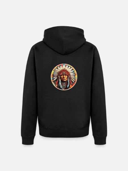 Native American Häuptling - Unisex Premium Bio Zip Hoodie - Schwarz