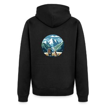 Adventure Friends, hikers with dogs in the mountains - Unisex Premium Organic Zip Hoodie - black - Back - Nico (187cm)