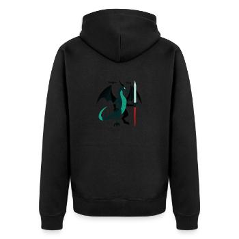 Drachenkönig - Unisex Premium Bio Zip Hoodie - Schwarz - Hinten - Nico (187cm)