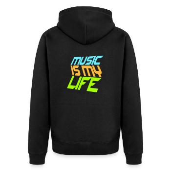 La musique est ma vie Musik ist mein Leben liebe spruch - Veste à capuche bio Premium Unisexe - noir - Dos - Nico (187cm)
