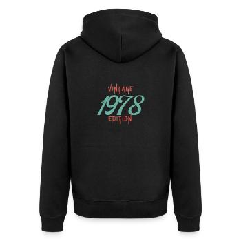 Jahrgang 1978 Ausgabe - Unisex Premium Bio Zip Hoodie - Schwarz - Hinten - Nico (187cm)