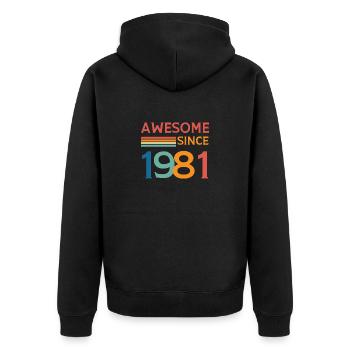 Großartig seit 1981 - Unisex Premium Bio Zip Hoodie - Schwarz - Hinten - Nico (187cm)