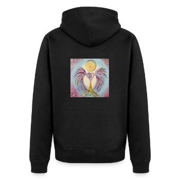 Herzengel Vertrautes Bewußtseinsleben - Unisex Premium Bio Zip Hoodie - Schwarz - Hinten - Nico (187cm)