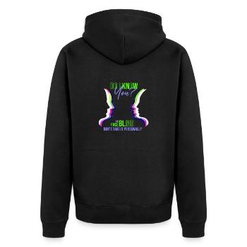 faceblind - Unisex Premium Bio Zip Hoodie - Schwarz - Hinten - Nico (187cm)