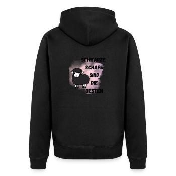 Schwarze Schafe sind die besten - Unisex Premium Bio Zip Hoodie - Schwarz - Hinten - Nico (187cm)