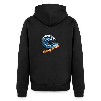 Haiway to hell - Unisex Premium Bio Zip Hoodie - Schwarz - Hinten - Nico (187cm)