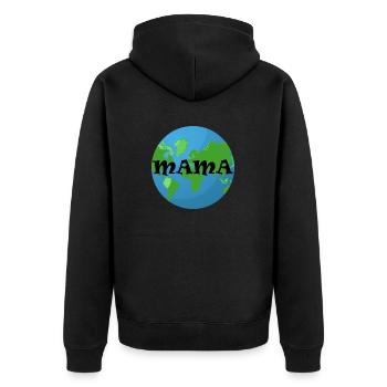 MAMA WELT - Unisex Premium Bio Zip Hoodie - Schwarz - Hinten - Nico (187cm)