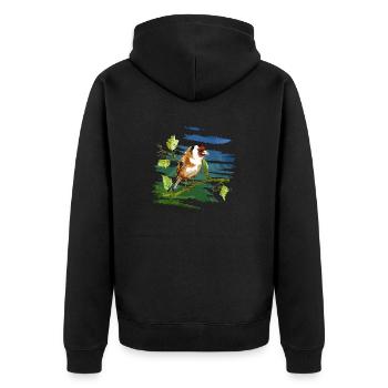 Bunter Vogel - Unisex Premium Bio Zip Hoodie - Schwarz - Hinten - Nico (187cm)