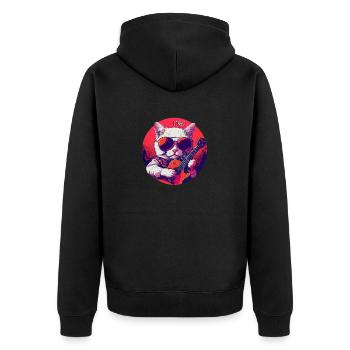 Tabby Tunes - Unisex Premium Organic Zip Hoodie - black - Back - Nico (187cm)