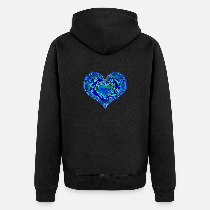 Psychedelisches Herz - Unisex Premium Bio Zip Hoodie - Schwarz