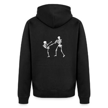 Karate Judo Jiu jitsu - Unisex Premium Bio Zip Hoodie - Schwarz - Hinten - Nico (187cm)