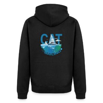 Cat / Catamaran - Just Sailing - Katamaran - Unisex Premium Organic Zip Hoodie - black - Back - Nico (187cm)