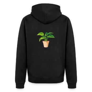 Plant Green Potted Plant Leaves - Unisex Premium Organic Zip Hoodie - black - Back - Nico (187cm)