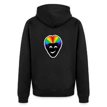 Lächeln glücklich : Sticky Queer Pride - Unisex Premium Bio Zip Hoodie - Schwarz - Hinten - Nico (187cm)