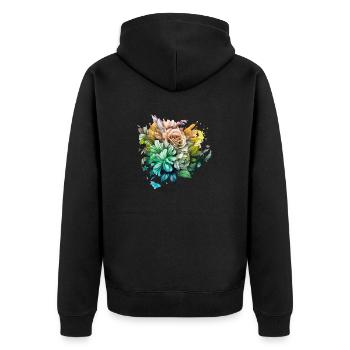 Flowers Hippie soul Groovy Summer time peace love - Unisex Premium Organic Zip Hoodie - black - Back - Nico (187cm)