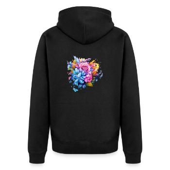 Flowers Hippie soul Groovy Summer time peace love - Unisex Premium Organic Zip Hoodie - black - Back - Nico (187cm)