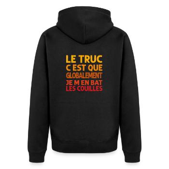 humor the thing is that I fight my balls - Unisex Premium Organic Zip Hoodie - black - Back - Nico (187cm)