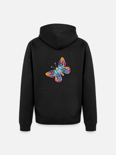 Schmetterling - Unisex Premium Bio Zip Hoodie - Schwarz
