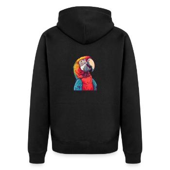 Colorful parrot portrait in detail - Unisex Premium Organic Zip Hoodie - black - Back - Nico (187cm)