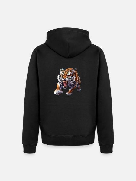 Proud tiger in attack mode - Unisex Premium Organic Zip Hoodie - black