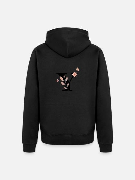 Buchstabe y Wildblumen Aquarelle - Unisex Premium Bio Zip Hoodie - Schwarz