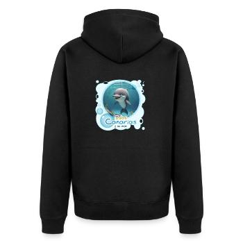 Delfin - Unisex Premium Bio Zip Hoodie - Schwarz - Hinten - Nico (187cm)