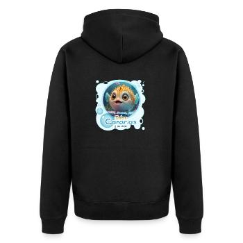 Kugelfisch - Unisex Premium Bio Zip Hoodie - Schwarz - Hinten - Nico (187cm)