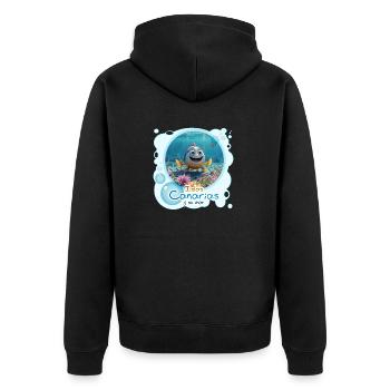 Fisch - Unisex Premium Bio Zip Hoodie - Schwarz - Hinten - Nico (187cm)