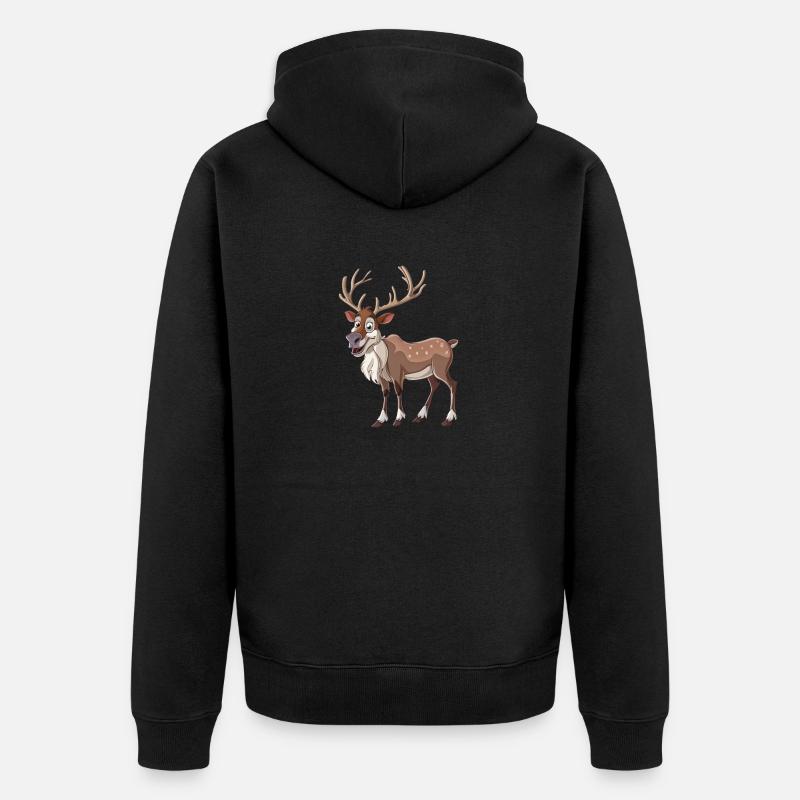Renne joyeux avec des bois - Veste à capuche bio Premium Unisexe - noir