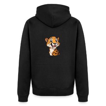 Friendly smiling cheetah for you - Unisex Premium Organic Zip Hoodie - black - Back - Nico (187cm)